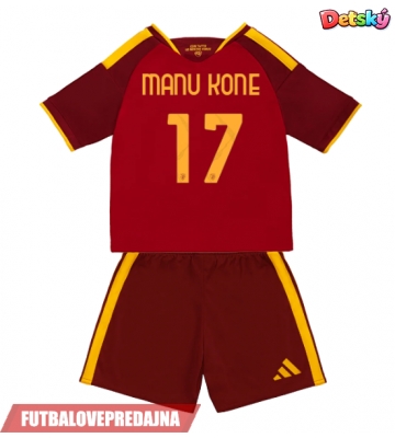 Lacne Dětský Futbalové dres AS Roma Manu Kone #17 2026-27 Krátky Rukáv - Domáci (+ trenírky)
